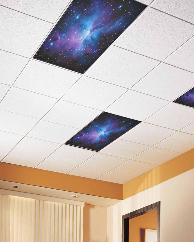 Yukro 3 Pack Starry Sky Fluorescent Light Covers Dark Blue and Purple Space - Image 2