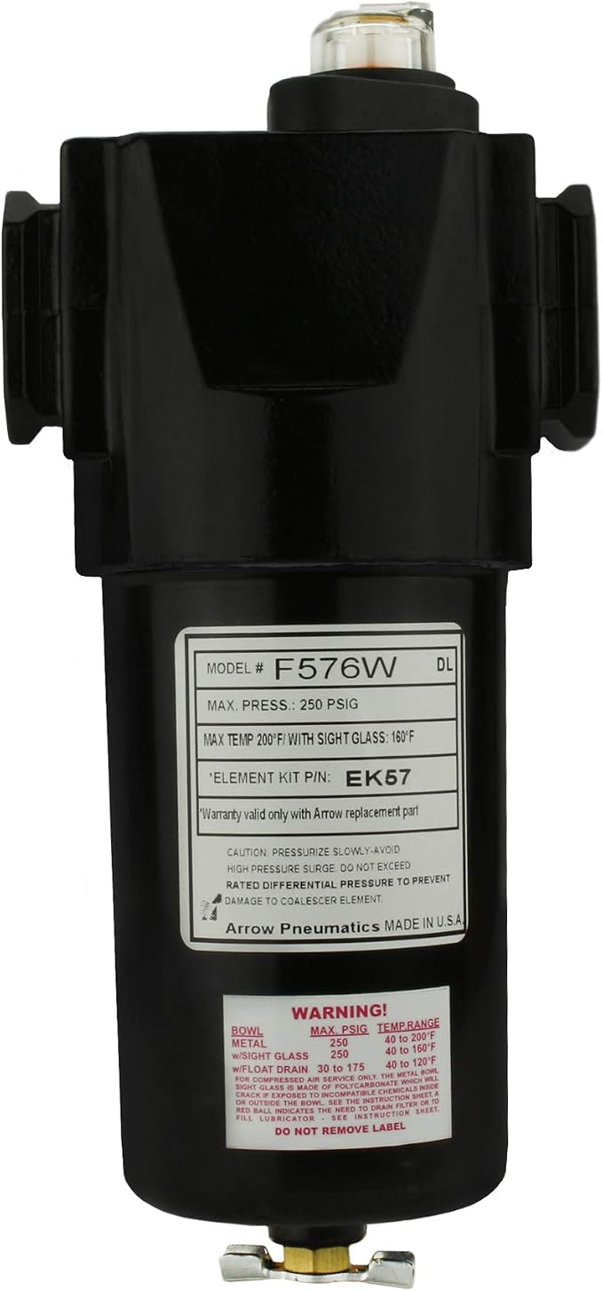 Arrow Pneumatic 3/4" Compressed Air Inline Coalescing Oil Removing Filter MADE - Image 2