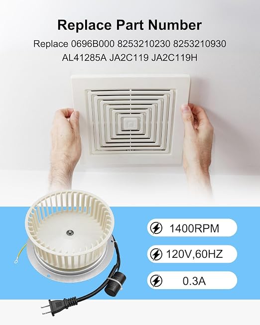 0696B000 Motor Assembly Fits for NuTone QT-100L QT-110N QT-110N-B QT-90N-B QT - Image 3