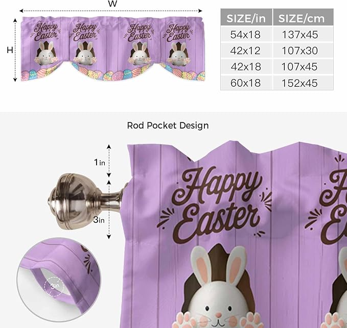 Purple Easter Tie Up Valance Curtains - Image 6