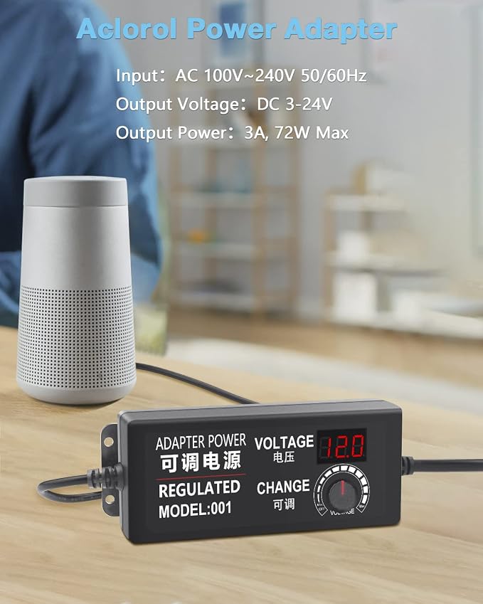 Aclorol Universal AC Adapter 3V-24V 3A 72W Adjustable Power Supply DC 3V 5V 6V - Image 6