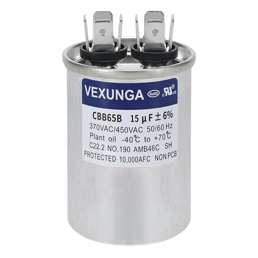 VEXUNGA 15uF 15 MFD 370VAC 440VAC 450VAC 50/60Hz CBB65B Round Run Start by VEXUNGA
