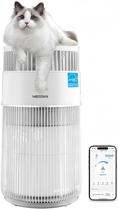 WiseSky Pet Air Purifier, 3-in-1 HEPA Filter by WISESKY