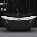 67" Deep Soaking Bathtub, Non-Slip Acrylic Tub with Chrome Drain, CUPC Certified, Ergonomic Modern Bath for Bathrooms, Easy-Install, Black Ingot