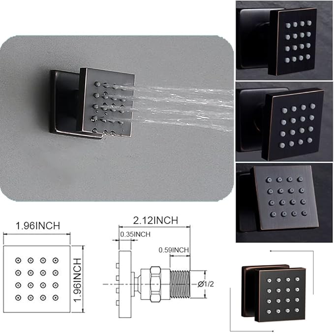 Temperature Display Oil Rubbed Bronze Shower System with 16X24 inch Ceiling Mounted Shower Head(Rain & Waterfall Modes), with 6 PCS Body Jet and Handheld Spray