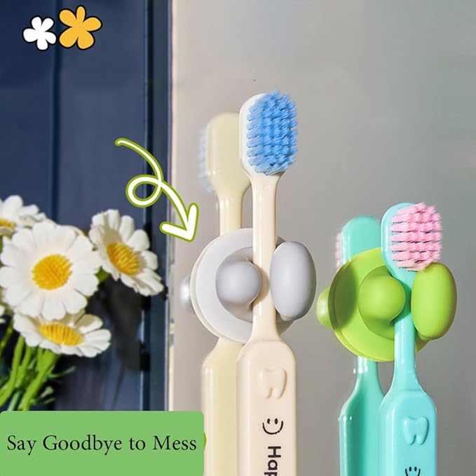 Wall Mounted Toothbrush Holder with Suction Cup, 10PCS Colorful Bathroom Organizer Storage Rack for Kids, 30mm x 27mm(Random Color)