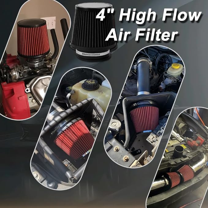 4" Inlet Car Performance Reusable Cold Air Intake Filter Universal 100mm - Image 7