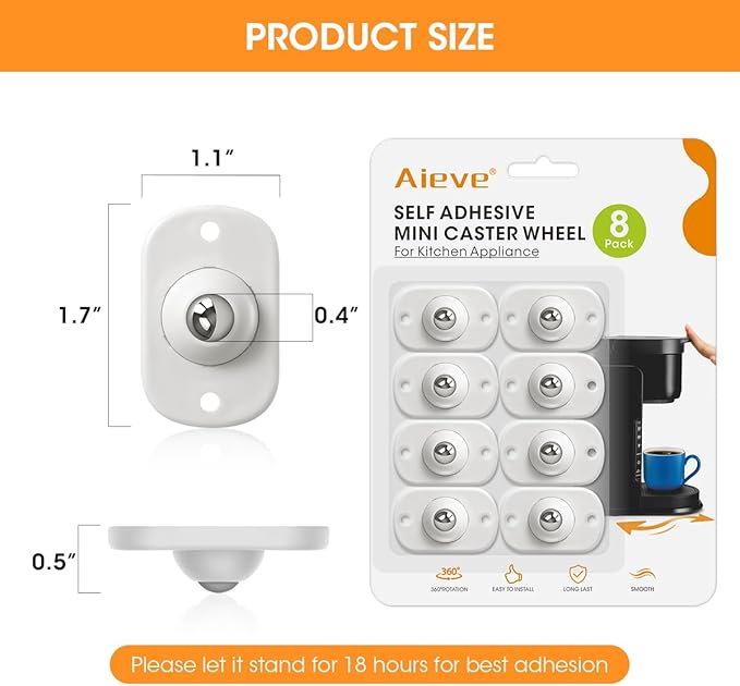 Aieve Appliance Rollers, 8 Pack Small Appliance Slider, Self Adhesive Caster - Image 6