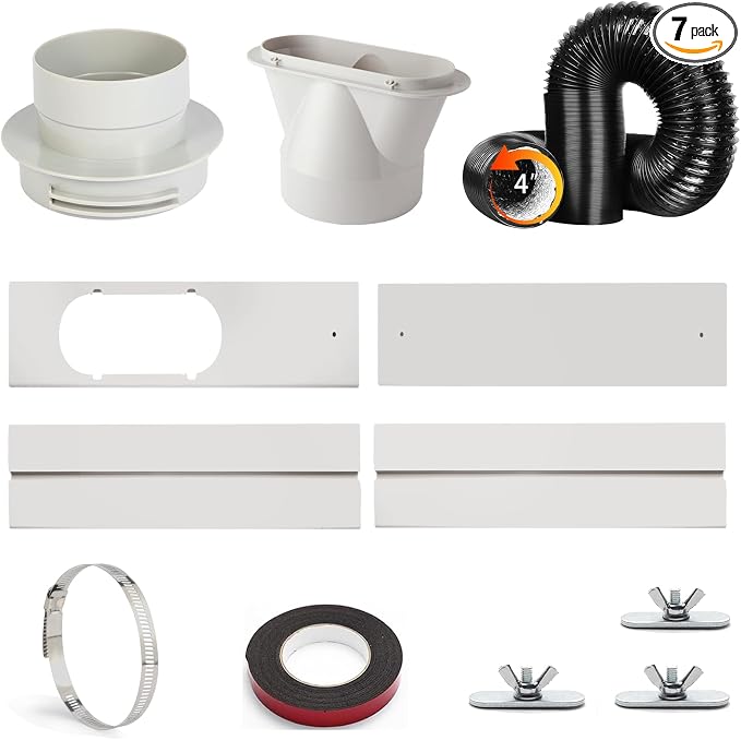 Window Vent Kit with 59" Length Hose, Adjustable Window Seal with 4 Inch by Unknown