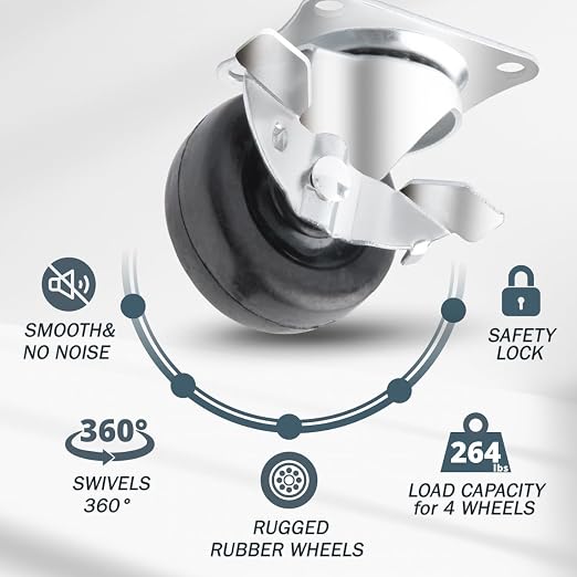 POWERTEC 2 Inch Swivel Caster Wheels Set of 4 - Image 5