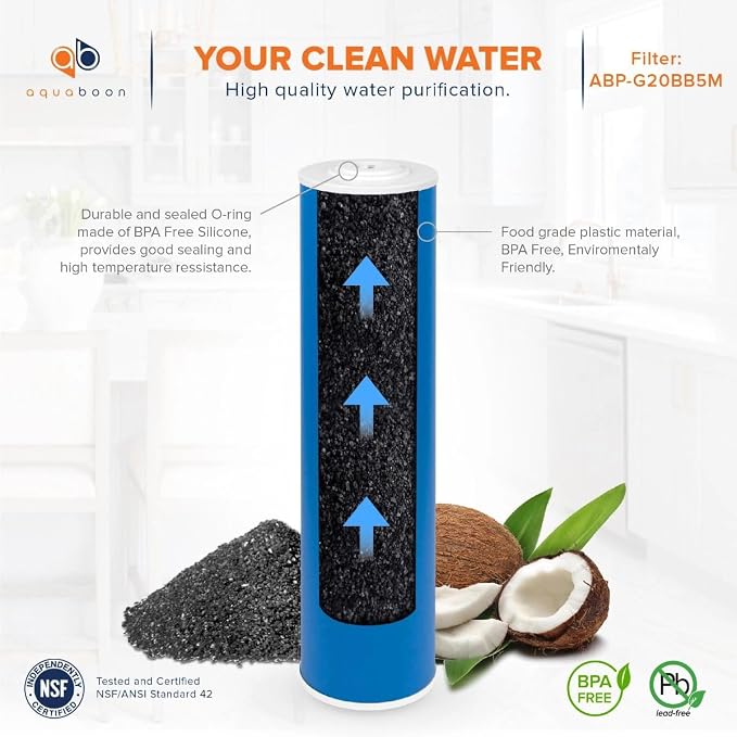 Aquaboon 5 Micron 20 x 4.5 Premium Granular Activated Carbon Water Filter - Image 5