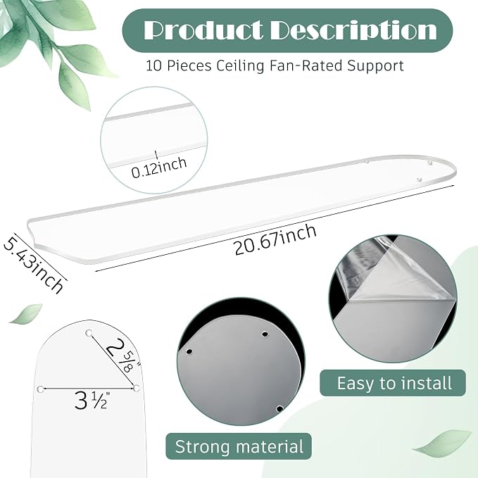 CroBlissful 10 Pcs 20-1/2'' Ceiling Fan Blades - Image 2