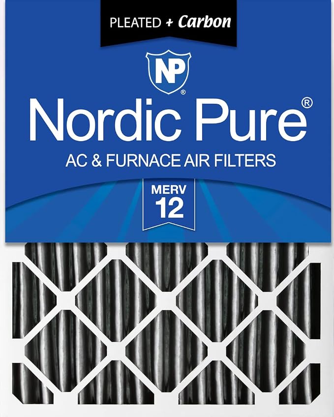 Nordic Pure 20x25x4 Pleated Air Filter MERV 12 Plus Carbon 1 Pack by NordicPure