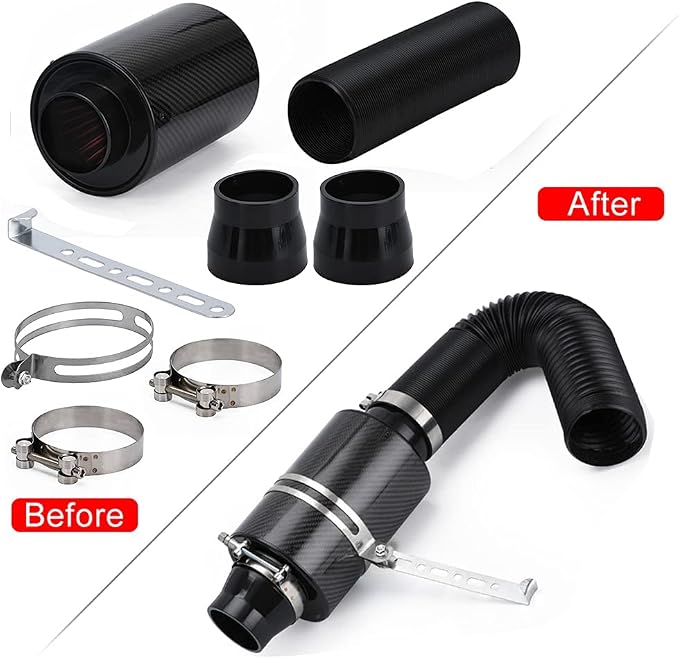 PTNHZ Universal 3" Racing Carbon Fiber Cold Feed Induction Kit Air Intake Kit - Image 5