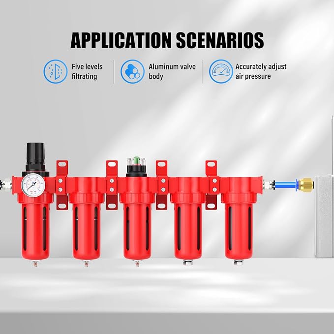 1/4" NPT Industrial Grade 5 Stage Aluminum Air Drying System, Double Coalescing - Image 7