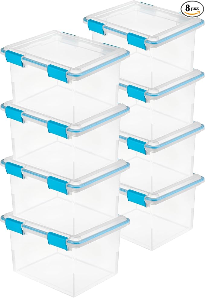 Sterilite 8-Pack Gasket Box, Weather-Resistant Storage Bins by Sterilite