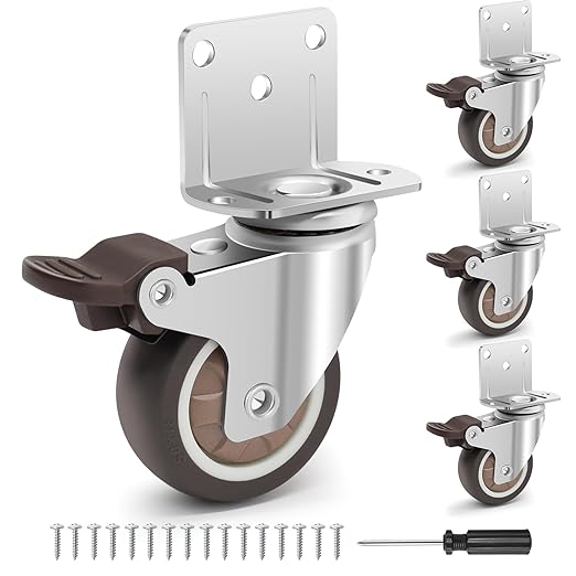 2 Inch Side Mount Casters Set of 4, L-Shaped Silent Rubber Casters 600 LBS by Humagineer