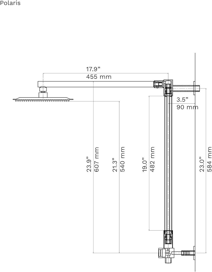 Fennocasa Polaris 1 Rain Shower System, includes 8” Rainfall Shower Head with High Pressure Handheld Combo, 3-Setting Handheld Spray, Height Adjustable Spray Holder, 60” Hose (Chrome)