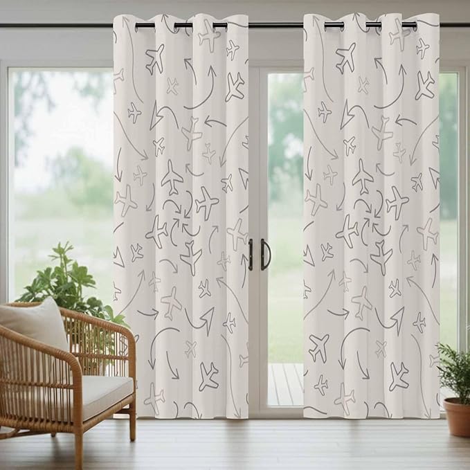 Abstract Airline Route Waterproof Outdoor Curtains - Image 8