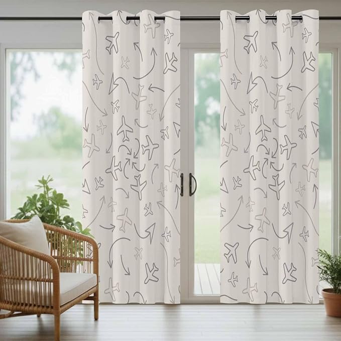 Abstract Airline Route Waterproof Outdoor Curtains - Image 8
