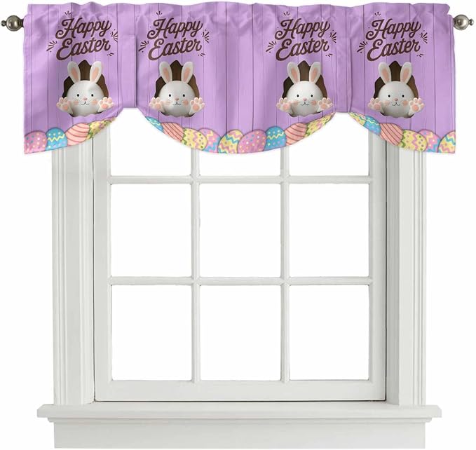 Purple Easter Tie Up Valance Curtains by Unknown