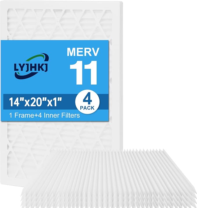 14x20x1 MERV 11 Air Filter, Quality AC/HVAC Furnace Filter，1 Reusable ABS Frame by LYJHKJ