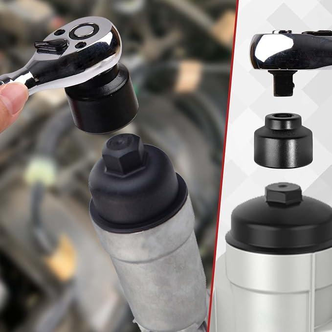 7-Piece Oil Filter Socket Set, 3/8" Drive Low Profile Oil Filter Cap Wrench - Image 4