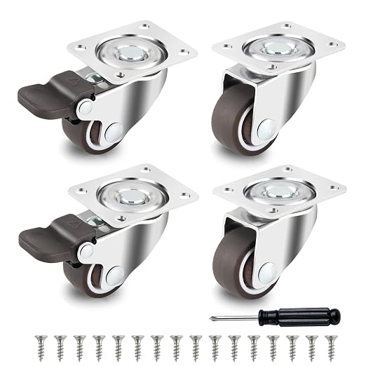 HOWDIA 1.5" Caster Wheels Low Profile Casters Set of 4 Heavy Duty, 360 Degree by HOWDIA