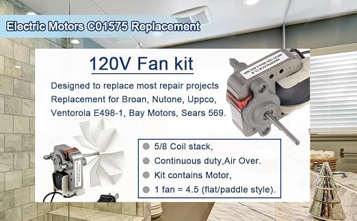 BOJACK Bathroom Vent Exhaust Fan Motor Replacement Electric Motors Kit - Image 9