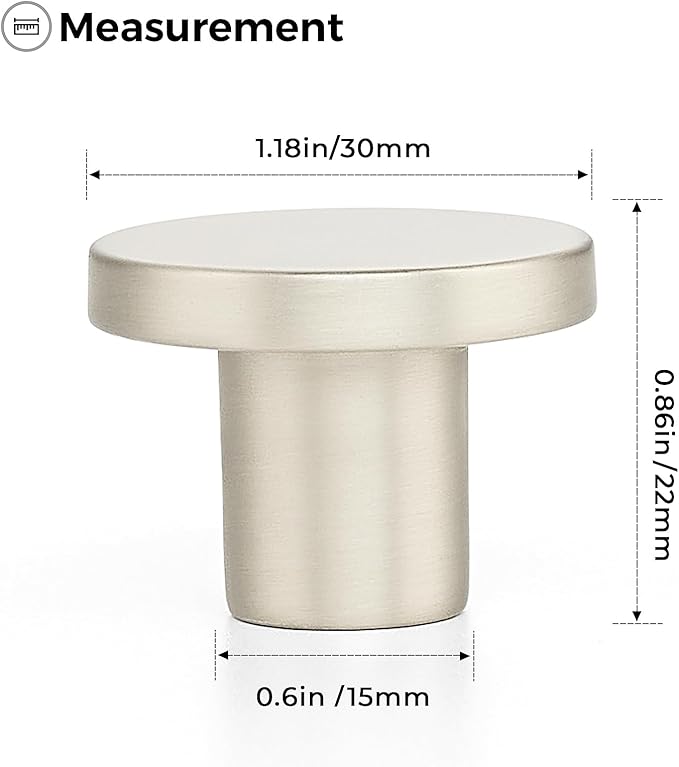 Ravinte 30 Pack Cabinet Knobs Brushed Nickel Kitchen Cabinet Knobs Round Dresser Drawer Pulls Closet Door Pulls 1-1/5 Inch
