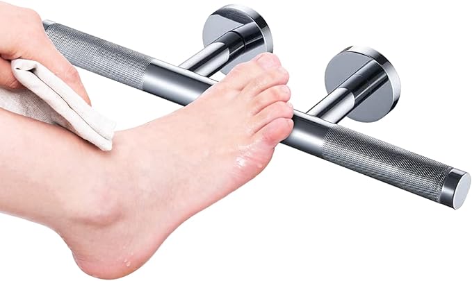 Shower Foot Rest,Shower Foot Rest for Shaving Legs,Knurled Brass Bar Shower Step,Wall Mounted Bath/Spa Foot Ledge in Polished Chrome