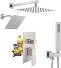 12" Shower Faucet Set Rain Shower System with 6" Wall Mounted Head Full Body Luxury Rain Shower System Rainfall Shower Head with Handheld Combo,3 Way Pressure Balance Valve Kit,Brushed Nickel