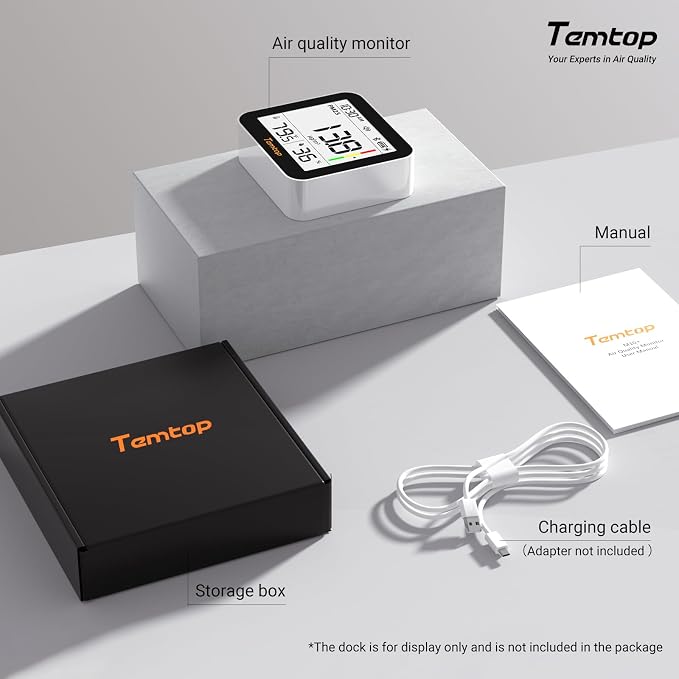 Temtop M10+ 6-in-1 CO2 Meter & Indoor Air Quality Monitor | PM2.5, E-Ink Display - Image 9