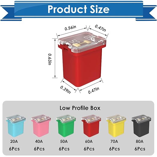 36Pcs Car Fuse Car Fuses Assortment Kit Automotive Low Profile Box Shaped Micro - Image 2