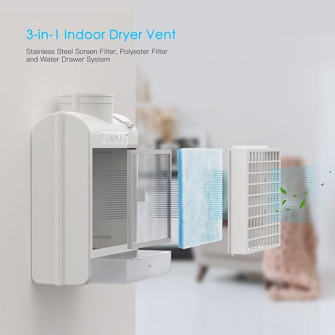 3-in-1 Indoor Dryer Vent, Stainless Steel Screen Filter, Polyester Filter and - Image 2