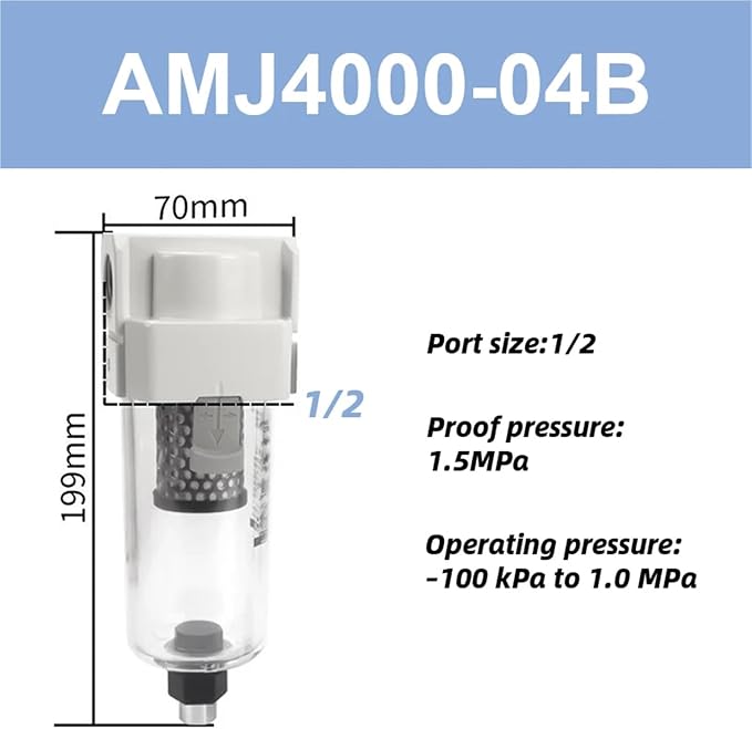 1pc Vacuum Water Droplet Separator Vacuum Pipeline Filter Negative Pressure - Image 2