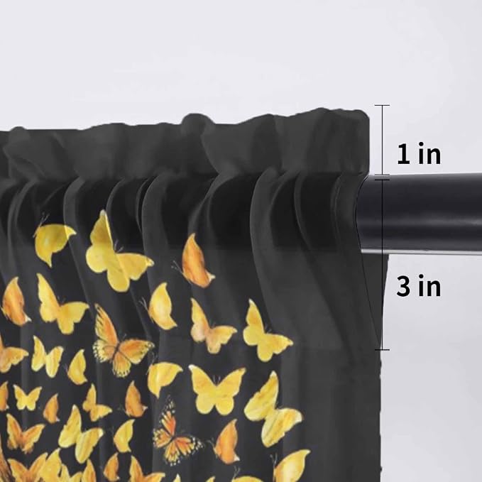 YOU ARE MY SUNSHINE Sheer Valance Curtains, Summer Sunflowers Golden Gradient - Image 7