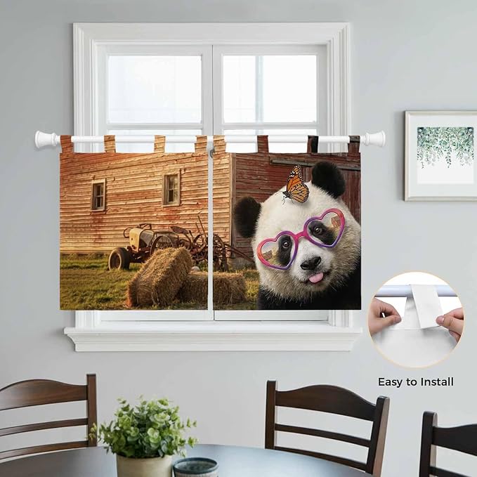 Farm Panda Kitchen Curtains 24 Inch Length, Small Window Curtains Tab Top - Image 4