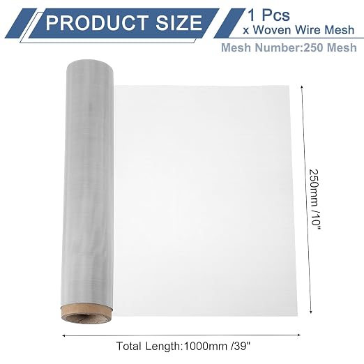 uxcell 250 Mesh 39" x 10" Woven Wire Mesh, 316 Stainless Steel Air Vent Filter - Image 2