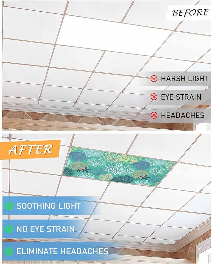 2 Pack Fluorescent Light Cover for Classroom Ceiling Light, Nautical Coastal - Image 6