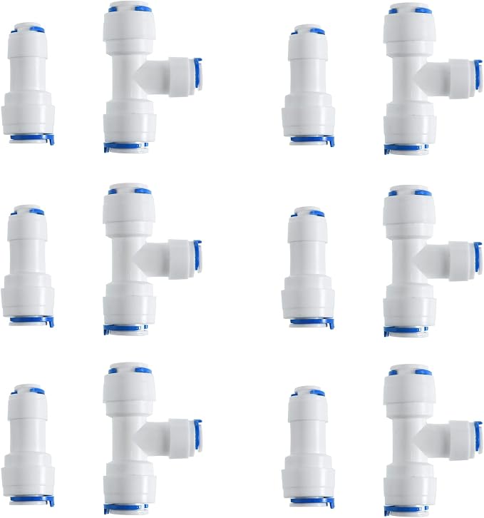 3/8-inch x 1/4-inch 6 pcs T and 6 pcs I Tube Quick Push in Connector by JBTOZIUY