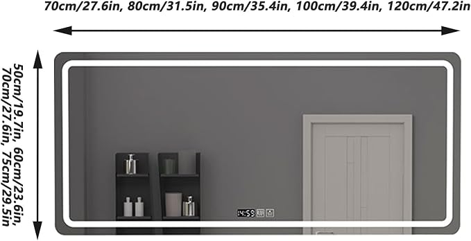 Bathroom Mirror with LED Lights, Lighted Bathroom Makeup Wall Mounted Mirror - Image 2