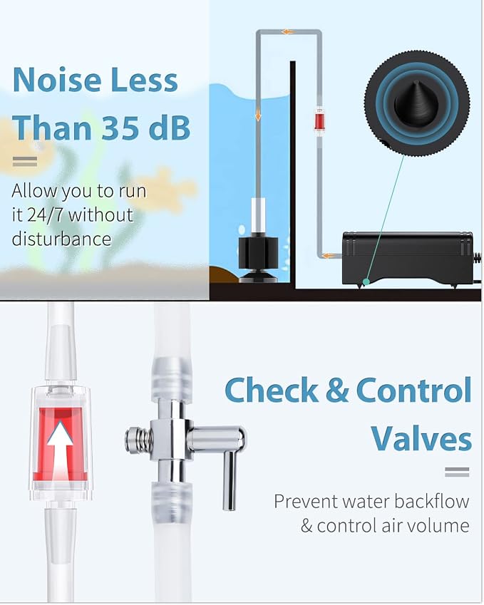 Pawfly Aquarium Air Pump with Nano Bio Sponge Filter Kit Air Control Valve - Image 6