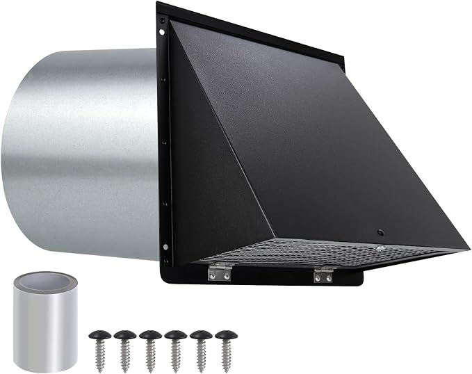 6 Inch Hooded Wall Vent with Screen and Damper, 6 Inch Wall Exhaust Vent Cover - Image 9