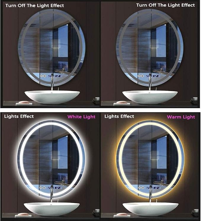 Oval LED Bathroom Mirror Wall Makeup Mirrors Shaving Mirror - Image 4