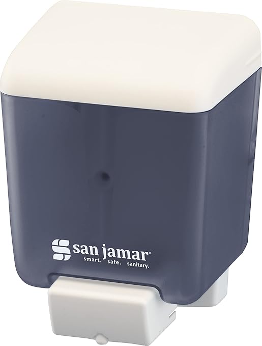San Jamar Classic Soap Dispenser for Public Restrooms, Manual, Wall Mounted, Refillable, Plastic, 30 Ounce Capacity, Arctic Blue (Pack of 6)