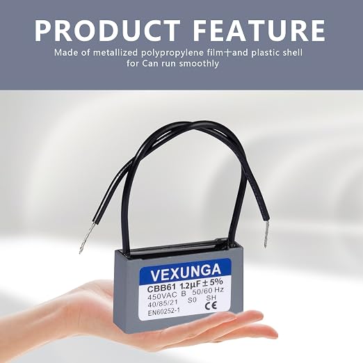 VEXUNGA CBB61 Fan Capacitor 1.2uF 450 Volt Ceiling Fan Capacitors Replacement - Image 4