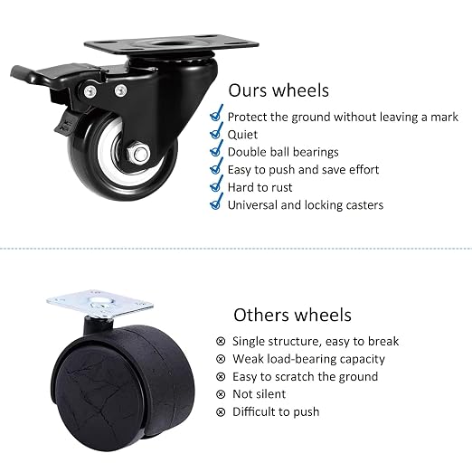 Casters, Top Plate Swivel Wheels, Locking Casters - Image 4