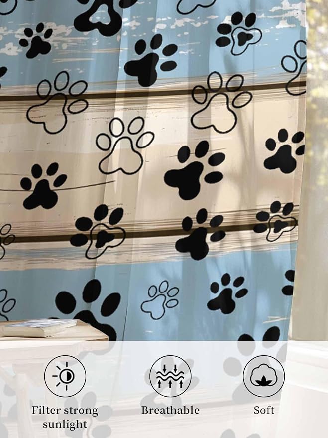 Sheer Curtains 84 Inches Long, Vintage Farmhouse Rustic Wooden Grain Privacy - Image 6