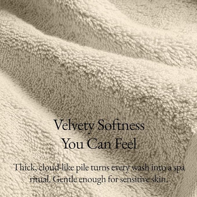 Italic Ultraplush Luxe 6 Piece Towel Set – 2 Bath Sheets, 2 Hand Towels, 2 Washcloths – 800GSM Soft, Highly Absorbent & Quick Drying, Resort Grade 100% Australian Cotton Towels (Sand)